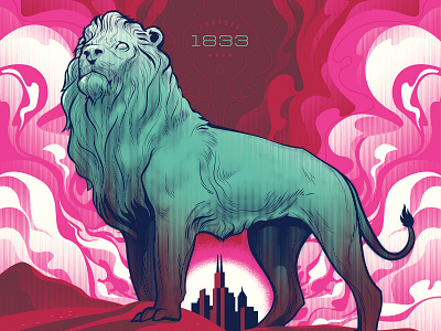 Chicago Lion Poster adobe adobe illustrator chicago lion chicago lion design illustration lion lion illustration psychedelic art screenprint vector