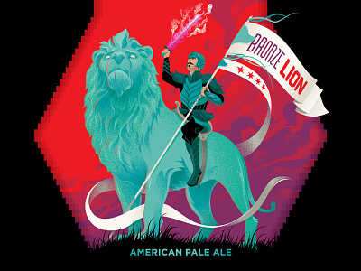 Bronze Lion American Pale Ale Beer Label adobe adobe illustrator arcade brewery beer art design illustraion vector