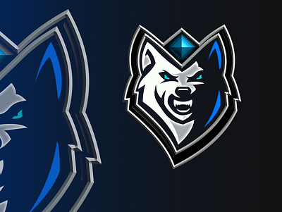 white wolf with the blue sapphire gem esport logo affinitydesigner agressive design esport esport logo esportlogo illustration logo merge rebranding vector