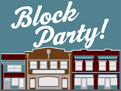 Downtown Block Party buildings illustrator vector