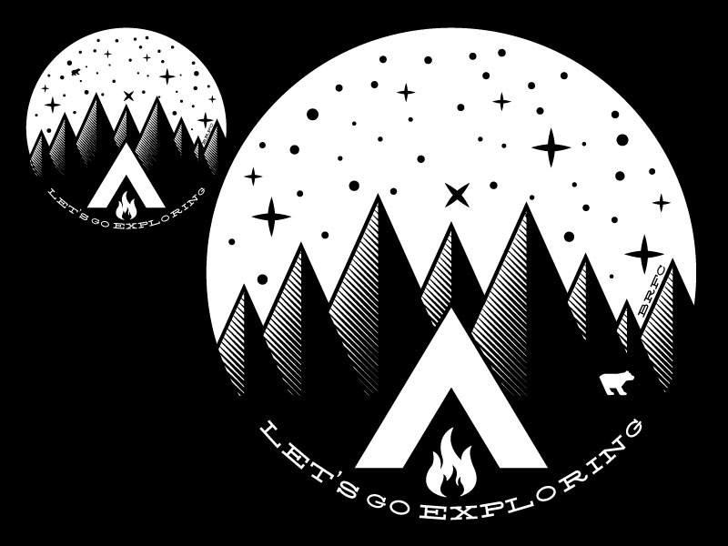 Let's Go Exploring vector t-shirt moon stars space camping