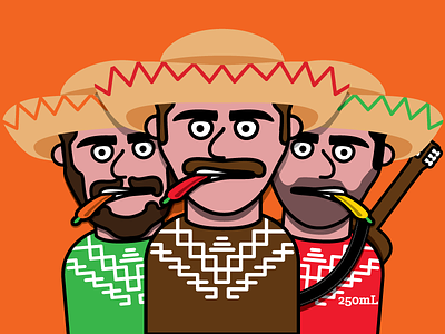 Three Dudes illustration label peppers vector