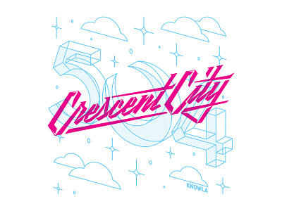 Crescent City handlettering illustration lettering typography vector