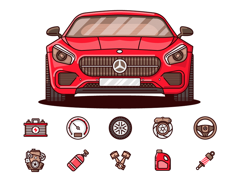 002 car spare parts icons