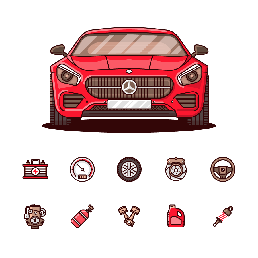 Car spare parts icons 900x900