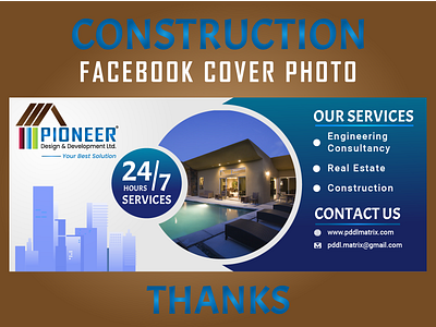 Construction Facebook cover design. alaminyo404 banner ads banner design banner small boost design branding construction company construction logo facebook ad facebook cover logo social media banner social media marketing ui vector