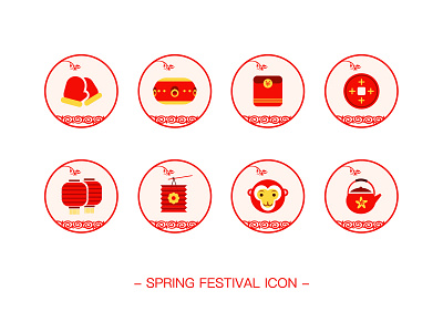 Spring Festival Icon china coins drum festival glove icon lantern monkey redpackets spring teaset