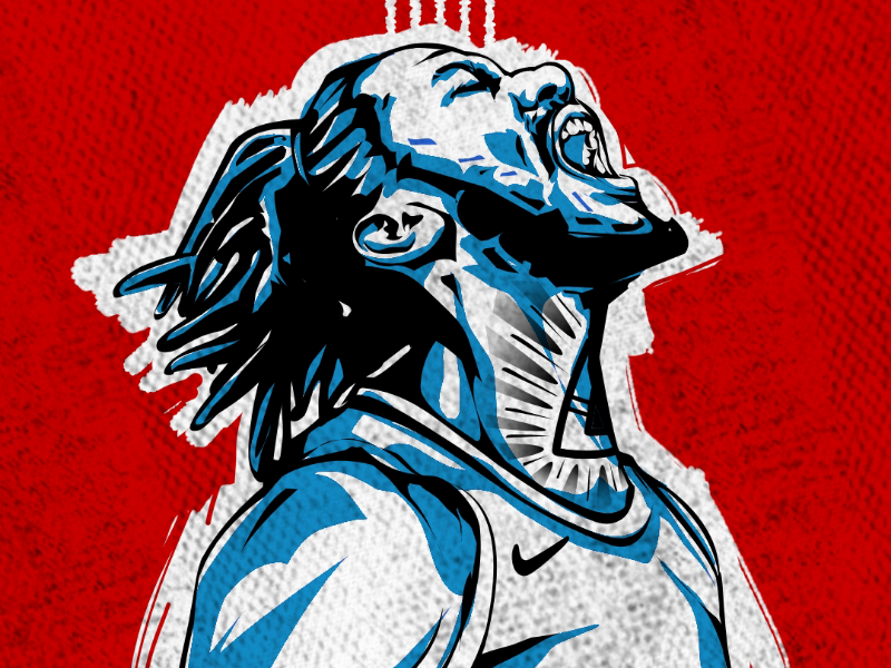 Derrick rose hipster illustration blue red illustrations potrait basket mvp nba piston derrick