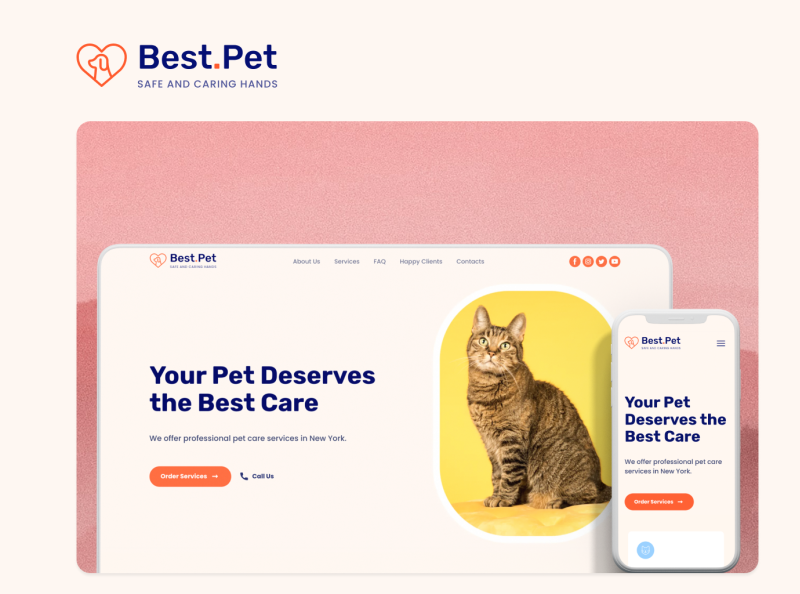 Pet Care Website Template by Weblium on Dribbble