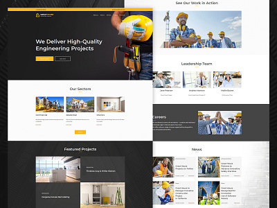 Engineering Company Template construction company construction website consulting engineering organization template template design templates web design webdesign weblium website website builder website concept yellow