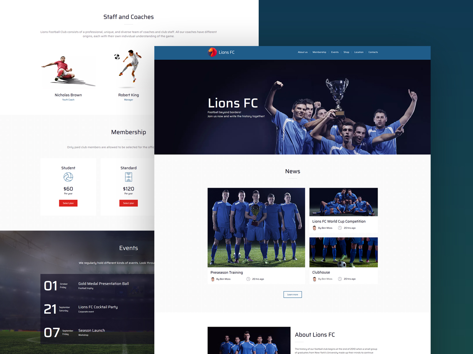 Football Club Website Template by Weblium on Dribbble