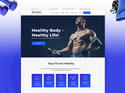 Powerlifting Trainer Website Template blue powerlifting template design templates trainer website builder website design website template