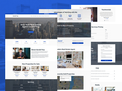 Real Estate Agent Website Template ai blue design illustration light logo template design templates uidesign web design weblium website website builder website templates