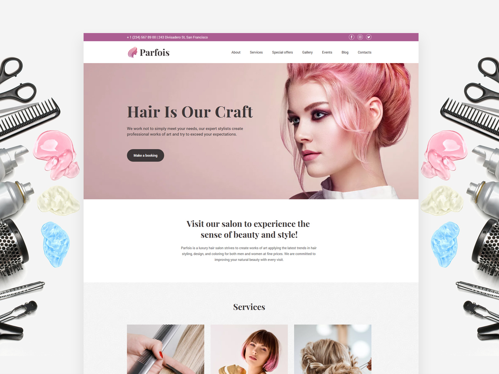 Hair Salon Website Template by Weblium on Dribbble