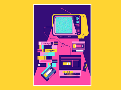 VHS setup 80s art design flat flat illustration illustration retro setup vector vhs