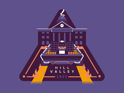 Welcome to Hill Valley, California art back to the future badgedesign delorean flat flat illustration geek art illustration patch retro vector