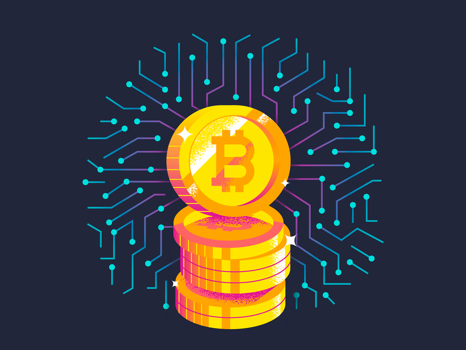Bitcoin tech circuit board podcast economy flat illustration flat texture vector illustration cryptocurrency crypto wallet money bitcoin