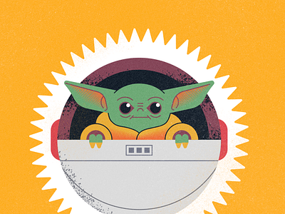 Baby Yoda baby yoda design disney plus flat illustration illustration retro texture the mandalorian vector