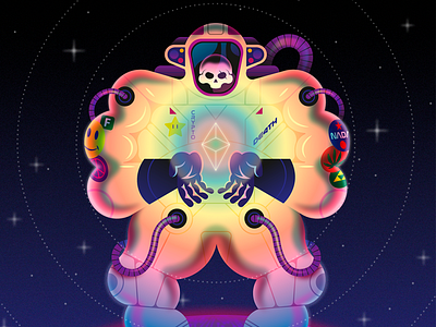 The Ethstronaut art astronaut ethereum gradients illustration nft nftart science scifi skeleton skull space vector
