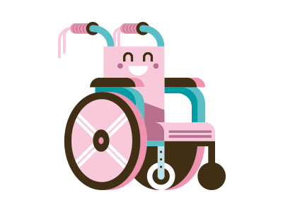 Wheelchair for kids cute design flat illustration kid wheelchair