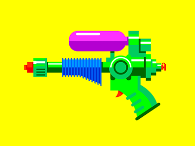 Watergun design flat fun icon illustration toy watergun