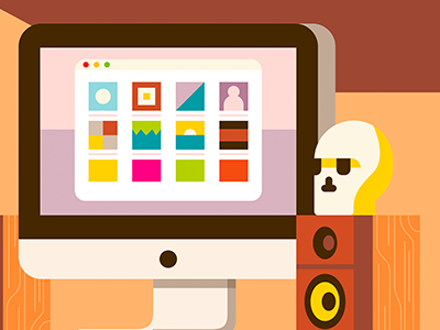 Desktop for music lovers design desktop illustration lovers music pc vector