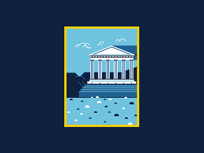 Acropolis Athens acropolis ancient athens border design flat greek illustration logo