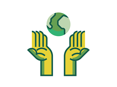 World in your green hands flat flat design hands icon icon a day icon design stroke icon vector world