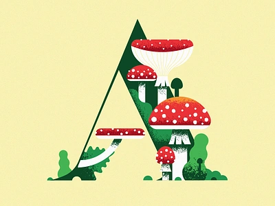 Amanita Muscaris amanita muscaris flat forest illustration mushroom nature retro seta texture vector