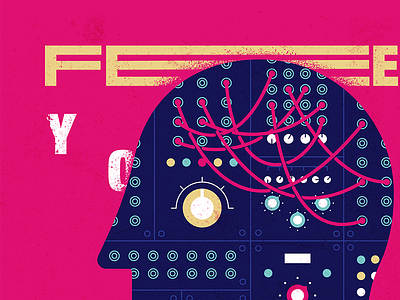 FEED YOUR BRAIN album art art design editorial flat flat illustration illustration music art retro synthesizer texture vector