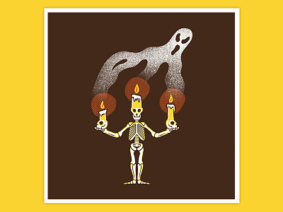 Day 4: Candelabra art candelabra candels drawlloween ghost halloween horror art illustration night retro skeleton skull