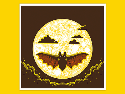 Day 20: Moon art bat drawlloween halloween halloween illustration illustration moon nature retro texture