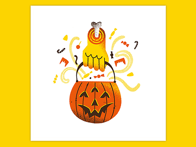 Day 31: Trick or Treat art candy drawllowen halloween halloween illustration hand illustration pumpkin retro texture trickortreat