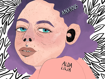Anxious anxiety illustration illustrator purple hair visual art