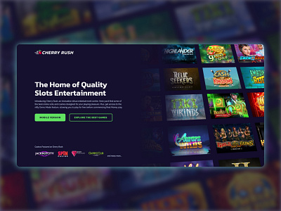 Cherry Rush App app design branding cherry gaming igaming logo online casino product design pwa slot games slots ui uiux web design