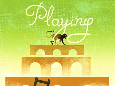 Card Playing bridge card design font illustration monkey type