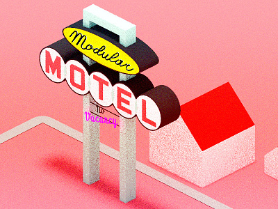 Modular Motel illustration 3d blender illustration isometric motel pink