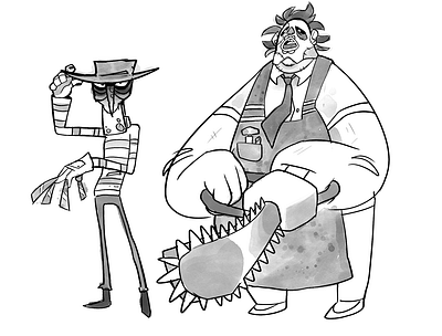 Freddy and Leatherface cartoon character design design ill illustration