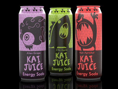 Kai Juice branding energy drink illustration logo monsters packagingdesign soda can