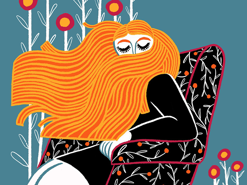 Sitting girl procreate iris van den akker illustration ginger girl