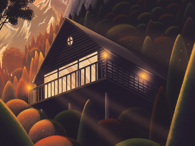 Star Gazer art branded7 cabin illustration print stargazer texture woods