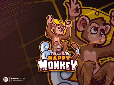 Happy Monkey Mascot Logo cartoon character design digital art esport esport mascot logo esport team esportlogo game logo game online gamer gaming logo logo maker mascot mascot design twitch twitch logo vector vector logo