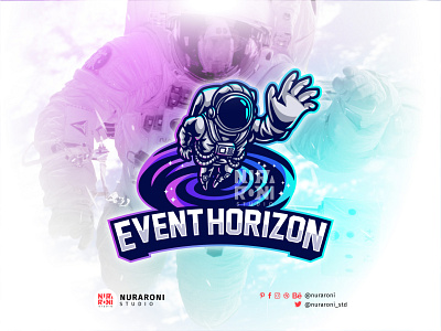 Event Horizon - Astronaut Mascot Logo Design astronaut blackhole branding cartoon character design esport esport logo galaxy gaming gaming logo illustration logo mascot mascot logo space streamer streaming twitch vector