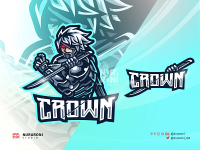 Crown - Assassin Mascot Logo Design animation assassin cartoon character crown design esport graphic design illustration katana killers logo mascot motion graphics samurai shogun swords ui vector warrior