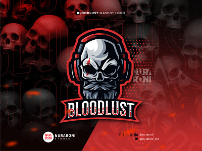 Bloodlust - Skull Gaming Mascot Logo 3d animation branding cartoon character design esport esports game gaming graphic design headset illustration logo mascot mascot logo skull stream ui vector