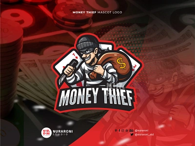 Money Thief - Man Figure Gambling Mascot Logo bandit cartoon character crime criminal design esport esports gambling illustration logo mascot money robber robbery streaming thief twitch ui vector