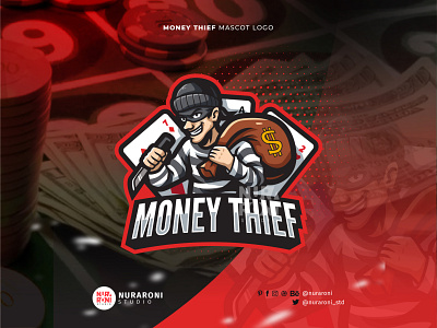 Money Thief - Man Figure Gambling Mascot Logo bandit cartoon character crime criminal design esport esports gambling illustration logo mascot money robber robbery streaming thief twitch ui vector