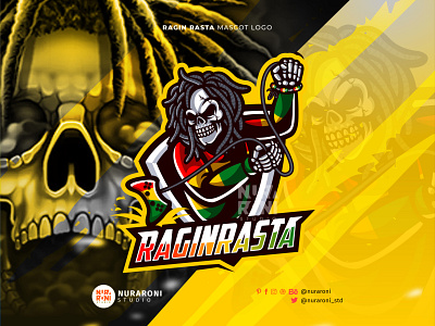 Ragin Rasta - Skeleton Skull Mascot Logo 💀 animation branding cartoon console controller design esport games gaming illustration illustrator logo mascot playstation rasta skeleton skull ui vector xbox