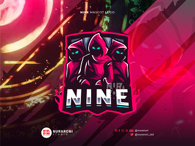 NINE - Gaming Mascot Logo 3d animation branding cartoon character dark design esport graphic design hood illustration logo mascot motion graphics society ui vector