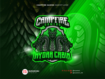 Hydra Mascot Logo - Campfire Gaming Hydra Cabin branding cartoon character design discord dragon esport esport logo esports esports logo gaming green hydra illustration logo mascot streamer streaming ui vector